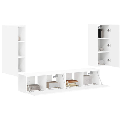 vidaXL Ensemble d'étagères murales TV 4 pcs Blanc Bois d'ingénierie