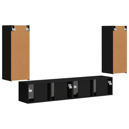 vidaXL Ensemble d'étagères murales pour TV 4 pcs Noir Bois d'ingénierie