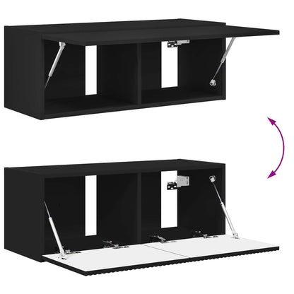 vidaXL Ensemble d'étagères murales pour TV 4 pcs Noir Bois d'ingénierie