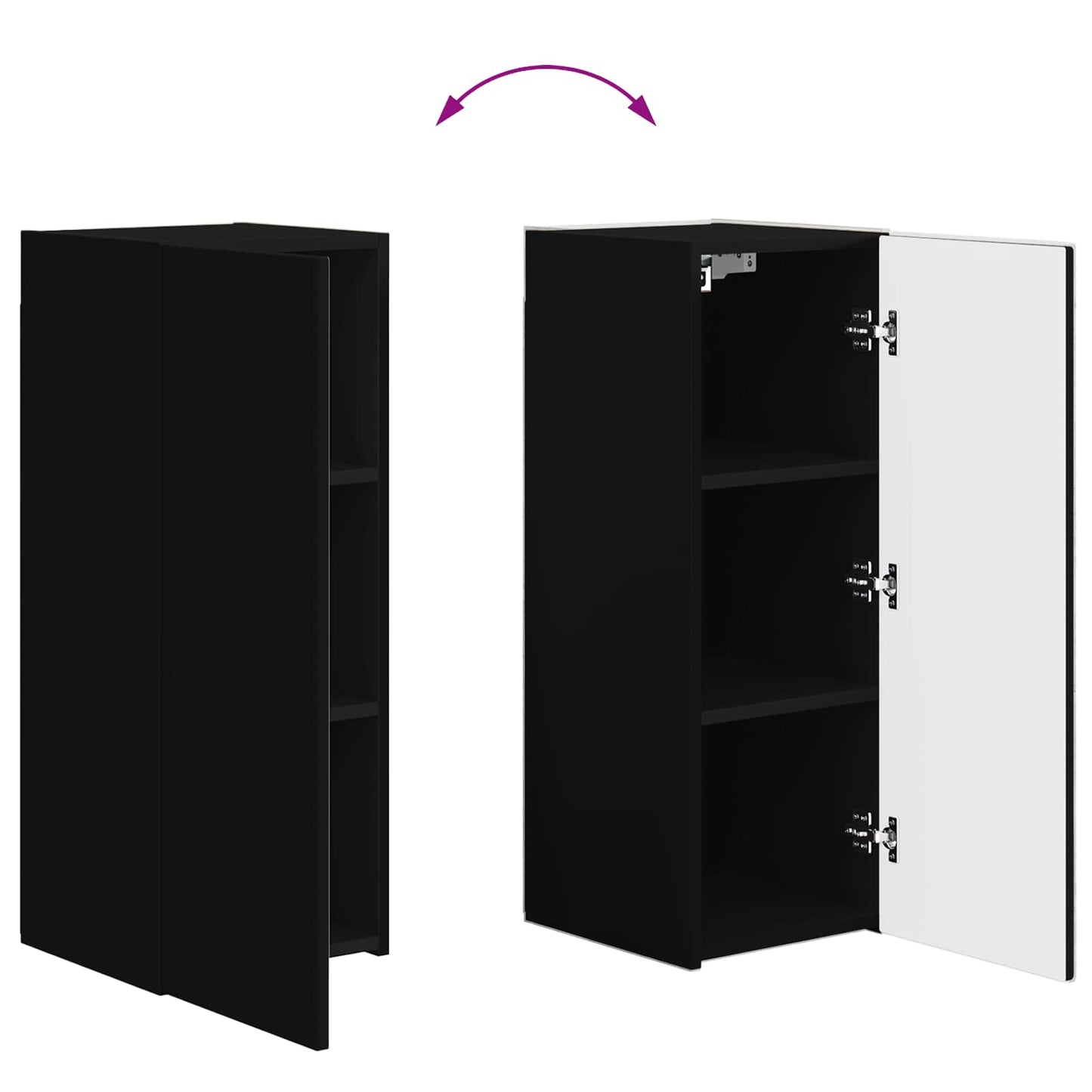 vidaXL Ensemble d'étagères murales pour TV 4 pcs Noir Bois d'ingénierie