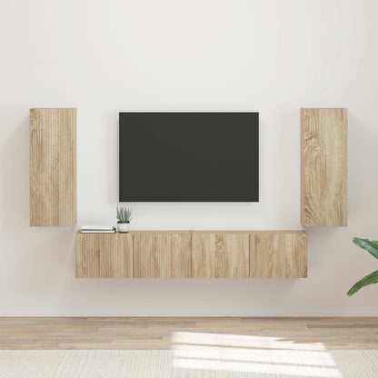 vidaXL Meuble TV mural 4 pièces chêne Sonoma, bois d'ingénierie
