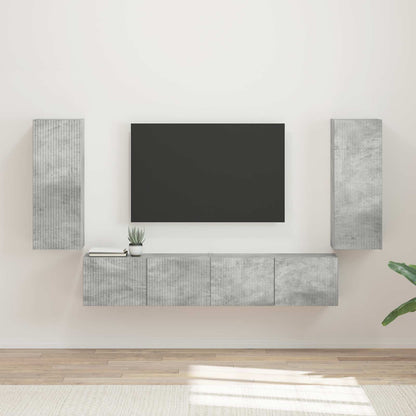 vidaXL Meuble TV mural 4 pcs Gris béton Bois d'ingénierie