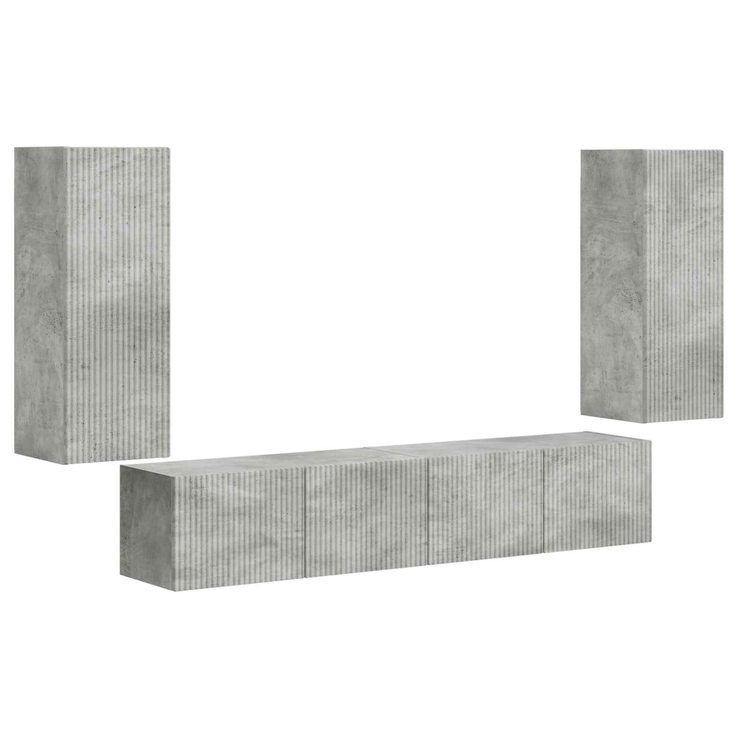 vidaXL Meuble TV mural 4 pcs Gris béton Bois d'ingénierie
