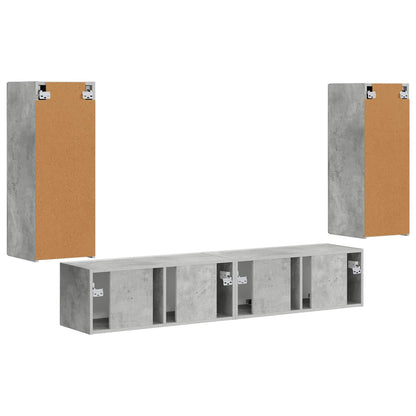 vidaXL Meuble TV mural 4 pcs Gris béton Bois d'ingénierie