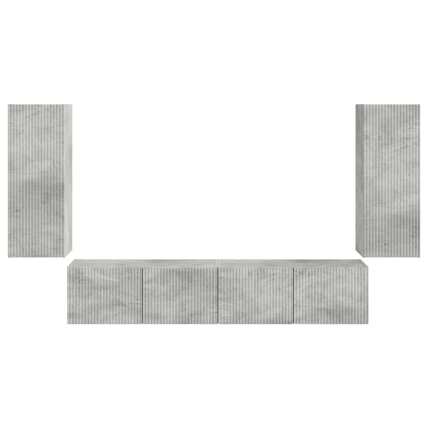 vidaXL Meuble TV mural 4 pcs Gris béton Bois d'ingénierie