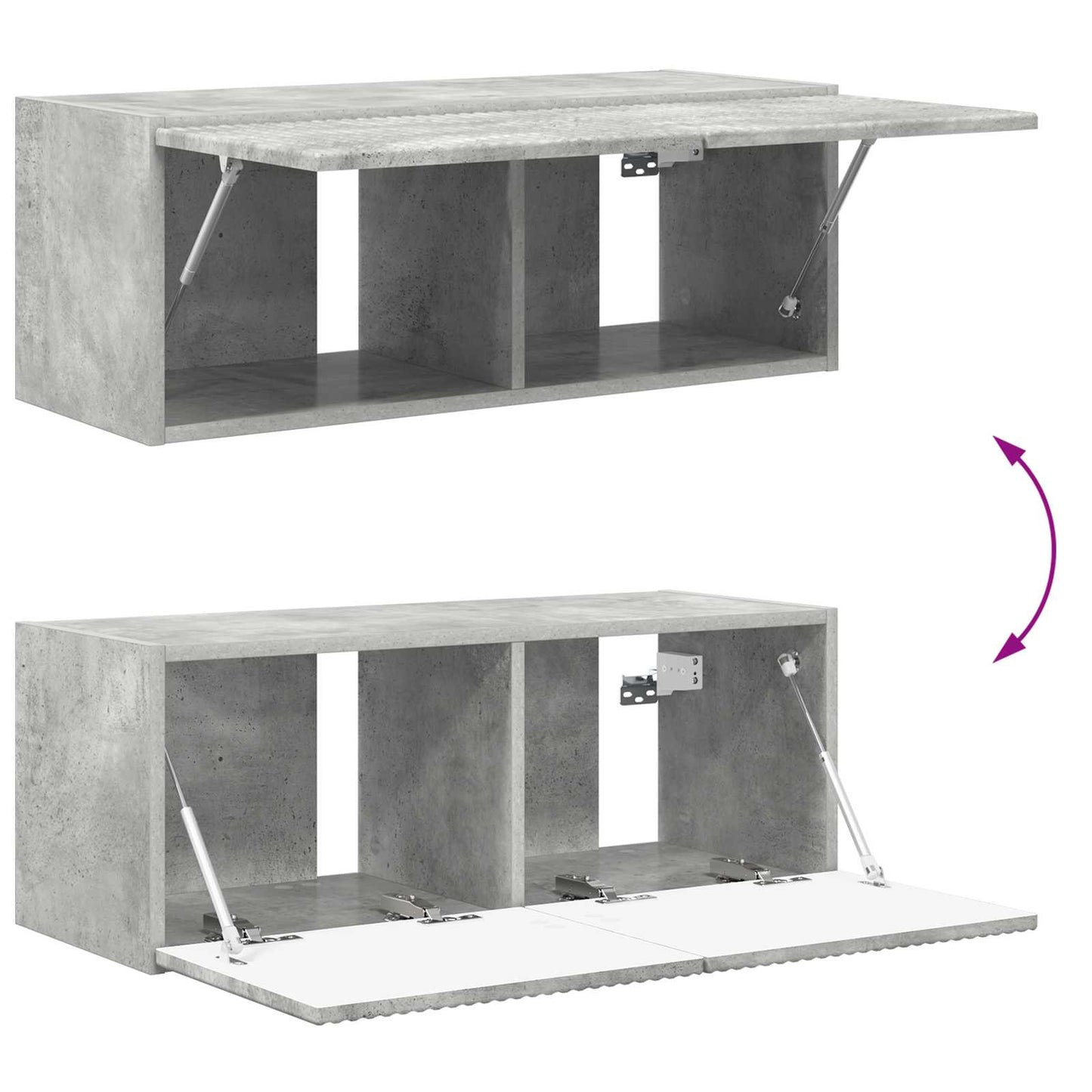 vidaXL Meuble TV mural 4 pcs Gris béton Bois d'ingénierie