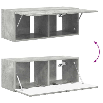 vidaXL Meuble TV mural 4 pcs Gris béton Bois d'ingénierie