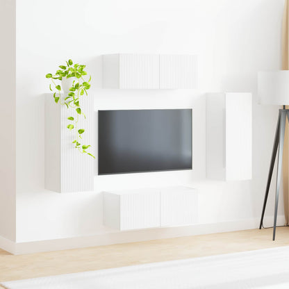 vidaXL Ensemble d'étagères murales pour TV 4 pcs Blanc brillant Bois d'ingénierie