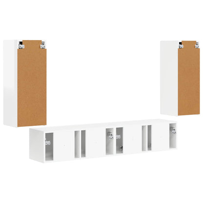 vidaXL Ensemble d'étagères murales pour TV 4 pcs Blanc brillant Bois d'ingénierie