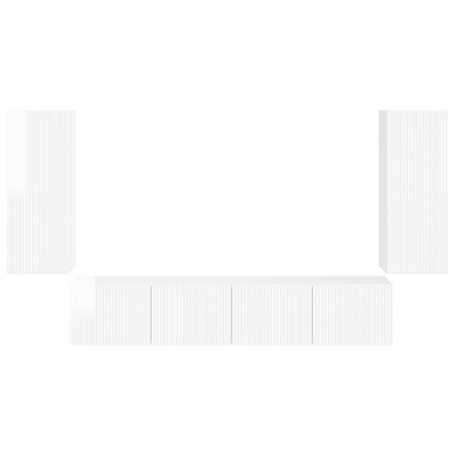 vidaXL Ensemble d'étagères murales pour TV 4 pcs Blanc brillant Bois d'ingénierie