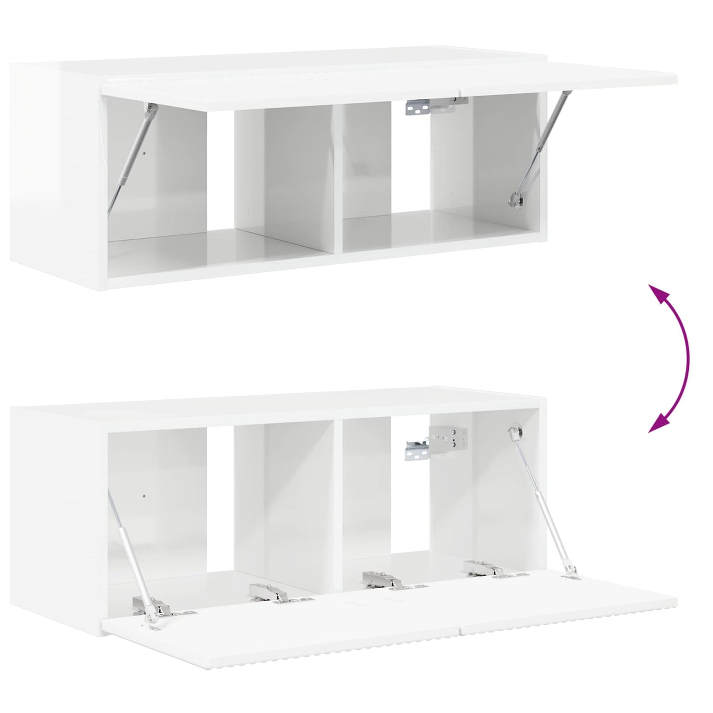 vidaXL Ensemble d'étagères murales pour TV 4 pcs Blanc brillant Bois d'ingénierie