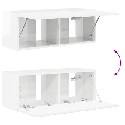 vidaXL Ensemble d'étagères murales pour TV 4 pcs Blanc brillant Bois d'ingénierie