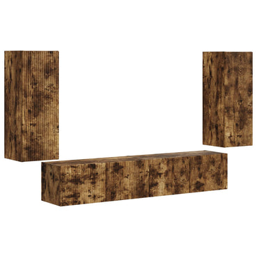 vidaXL Ensemble d'étagères murales pour TV 4 pcs Chêne fumé Bois d'ingénierie