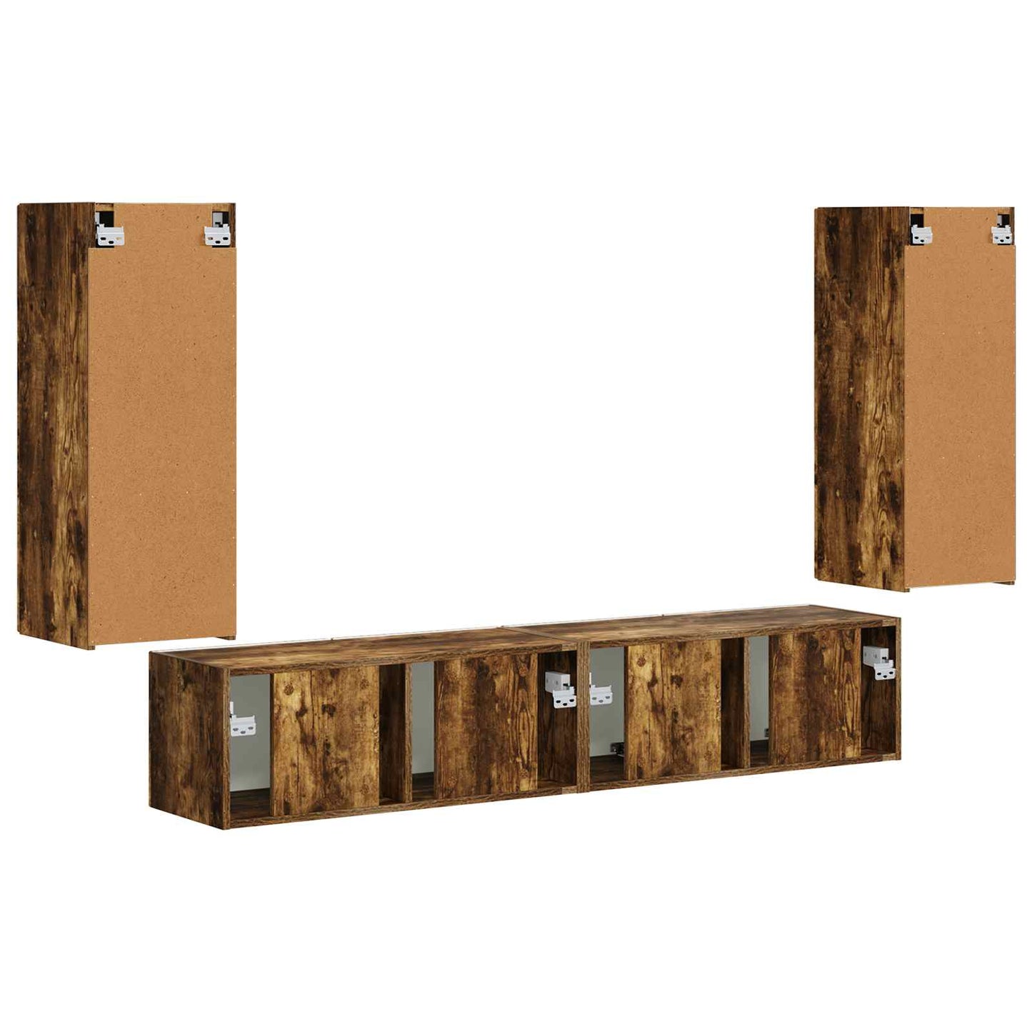 TV-Wandregal-Set 4 pcs Geräucherte Eiche Holzwerkstoff