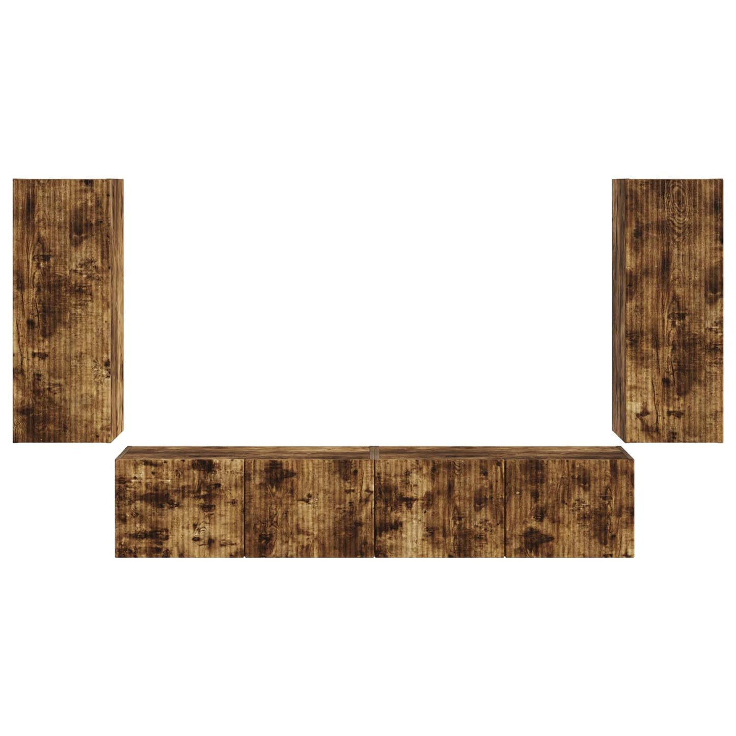 TV-Wandregal-Set 4 pcs Geräucherte Eiche Holzwerkstoff