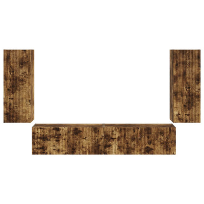 TV-Wandregal-Set 4 pcs Geräucherte Eiche Holzwerkstoff