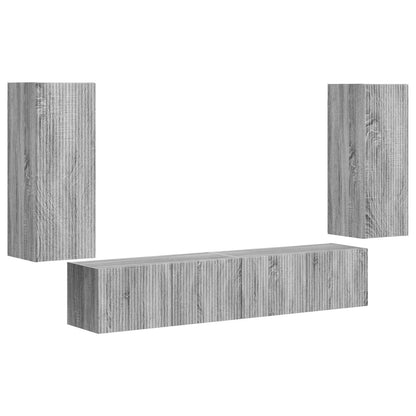 vidaXL Lot de 4 étagères murales pour TV, fixation murale, aggloméré gris Sonoma
