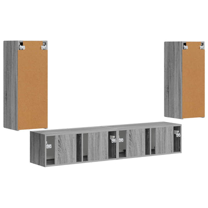 vidaXL Lot de 4 étagères murales pour TV, fixation murale, aggloméré gris Sonoma
