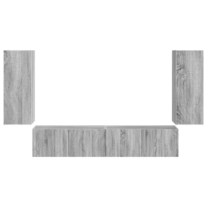 vidaXL Lot de 4 étagères murales pour TV, fixation murale, aggloméré gris Sonoma