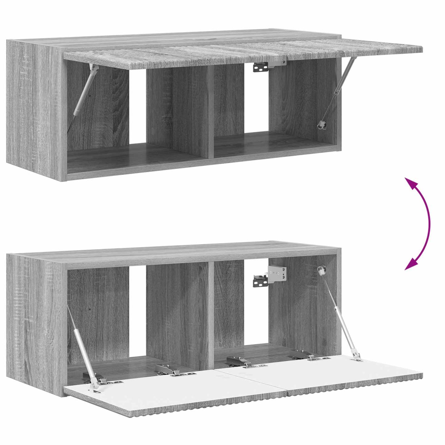 vidaXL Lot de 4 étagères murales pour TV, fixation murale, aggloméré gris Sonoma