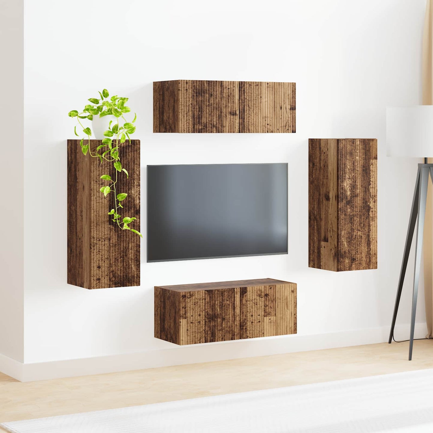 vidaXL Meuble TV mural 4 pièces aggloméré bois de récupération