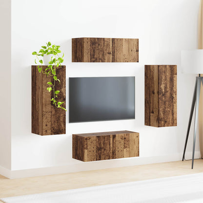 vidaXL Meuble TV mural 4 pièces aggloméré bois de récupération