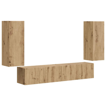 vidaXL Ensemble d'étagères murales pour TV murales 4 pcs Chêne artisanal Bois d'ingénierie