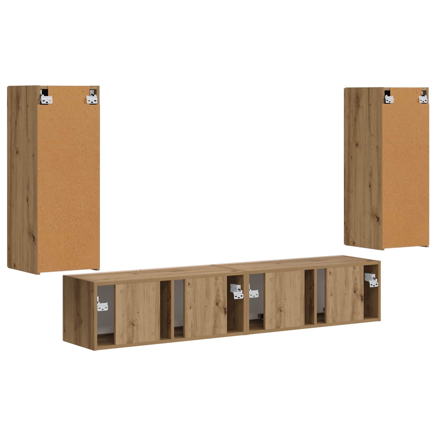 TV-Wandregal-Set Wandmontiert 4 pcs Artisan-Eiche Holzwerkstoff