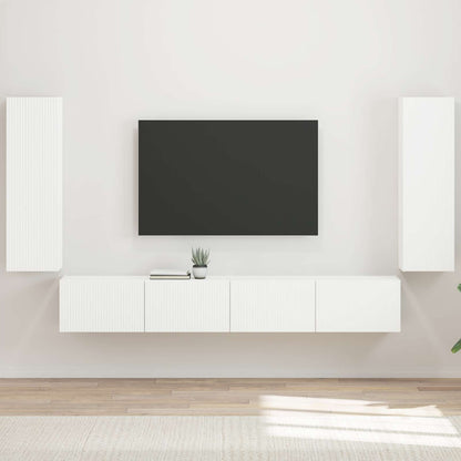 vidaXL Ensemble d'étagères murales pour TV, 4 pcs, Blanc, Bois d'ingénierie