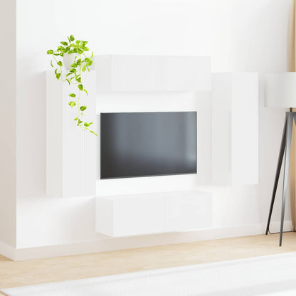 vidaXL Ensemble d'étagères murales pour TV, 4 pcs, Blanc, Bois d'ingénierie