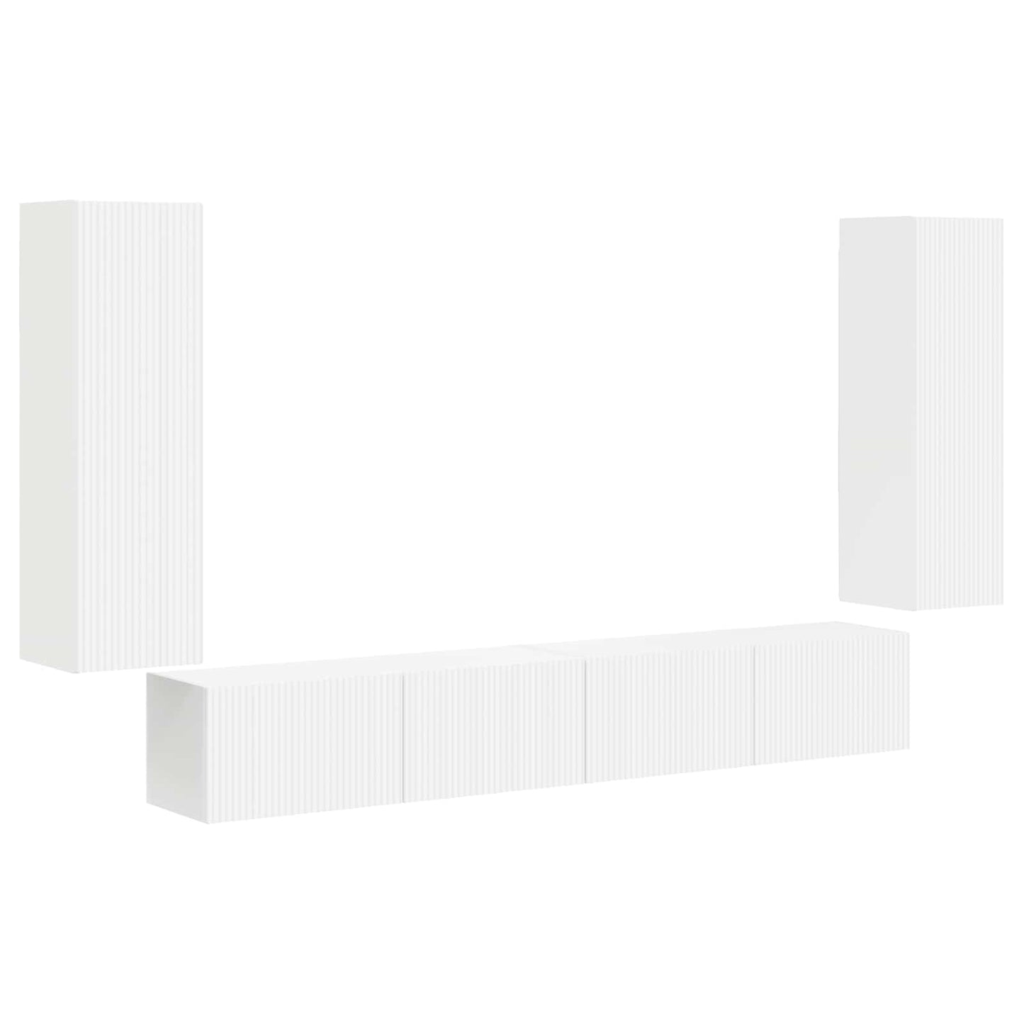 vidaXL Ensemble d'étagères murales pour TV, 4 pcs, Blanc, Bois d'ingénierie