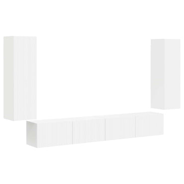 vidaXL Ensemble d'étagères murales pour TV, 4 pcs, Blanc, Bois d'ingénierie