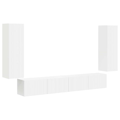 vidaXL Ensemble d'étagères murales pour TV, 4 pcs, Blanc, Bois d'ingénierie