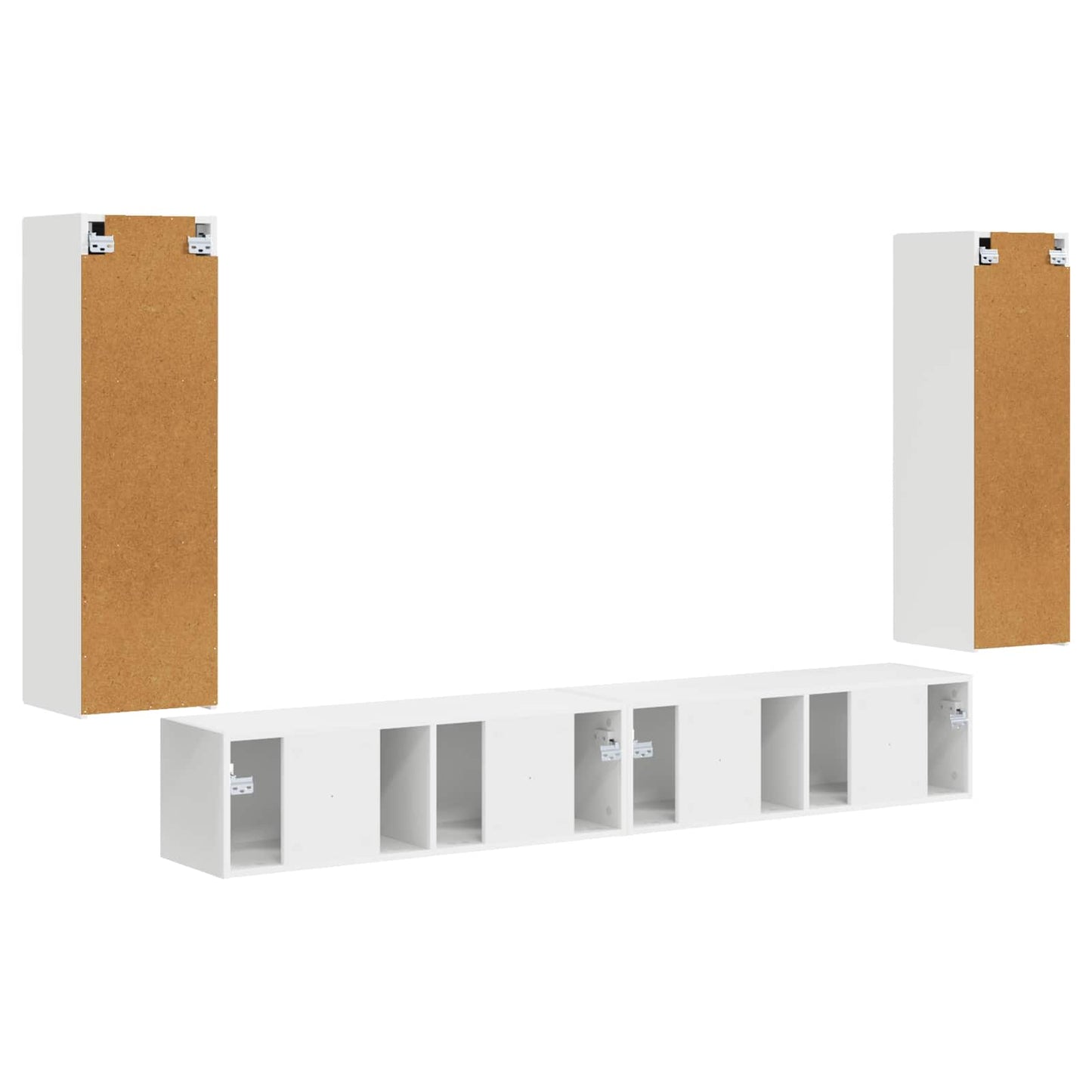 vidaXL Ensemble d'étagères murales pour TV, 4 pcs, Blanc, Bois d'ingénierie