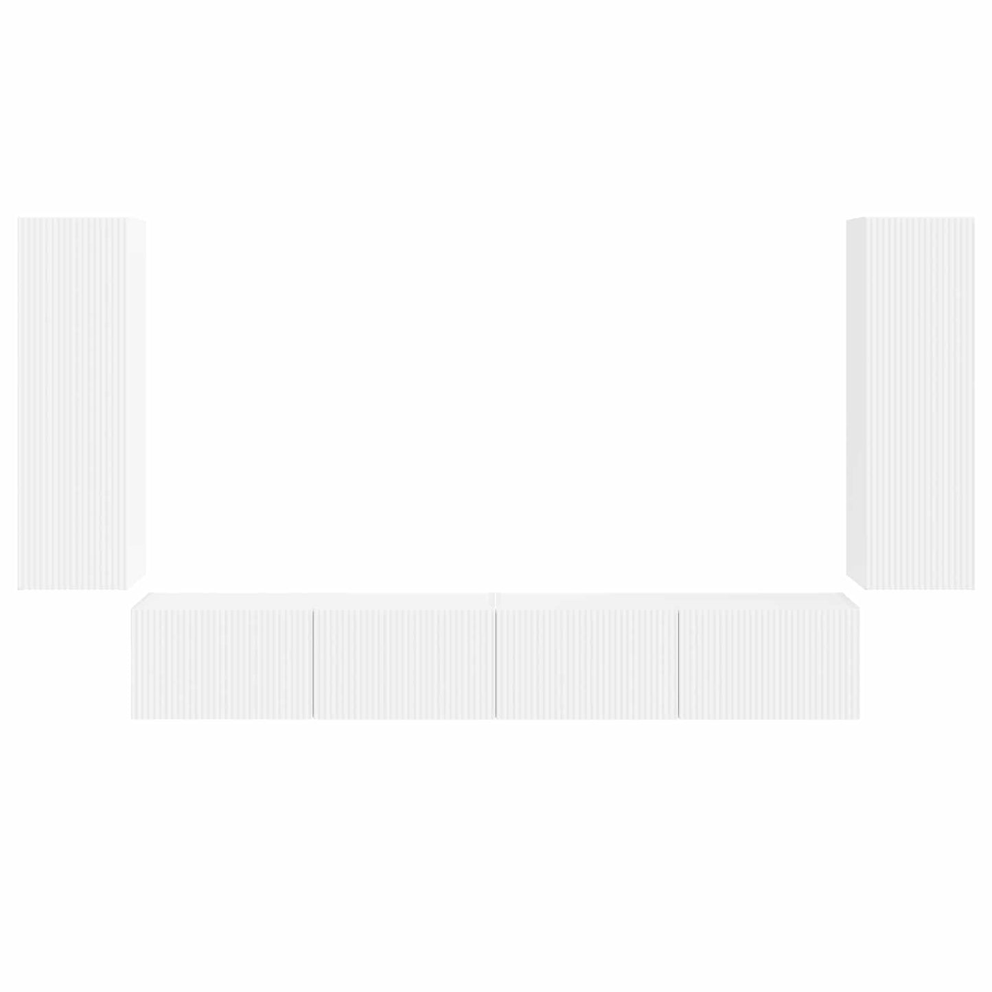 vidaXL Ensemble d'étagères murales pour TV, 4 pcs, Blanc, Bois d'ingénierie