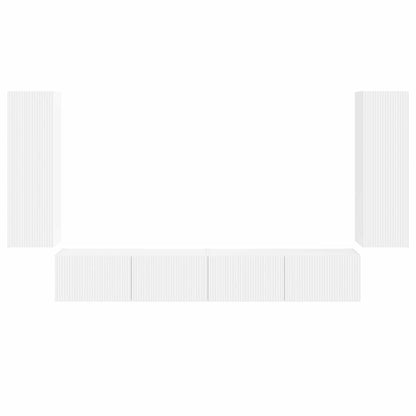 vidaXL Ensemble d'étagères murales pour TV, 4 pcs, Blanc, Bois d'ingénierie