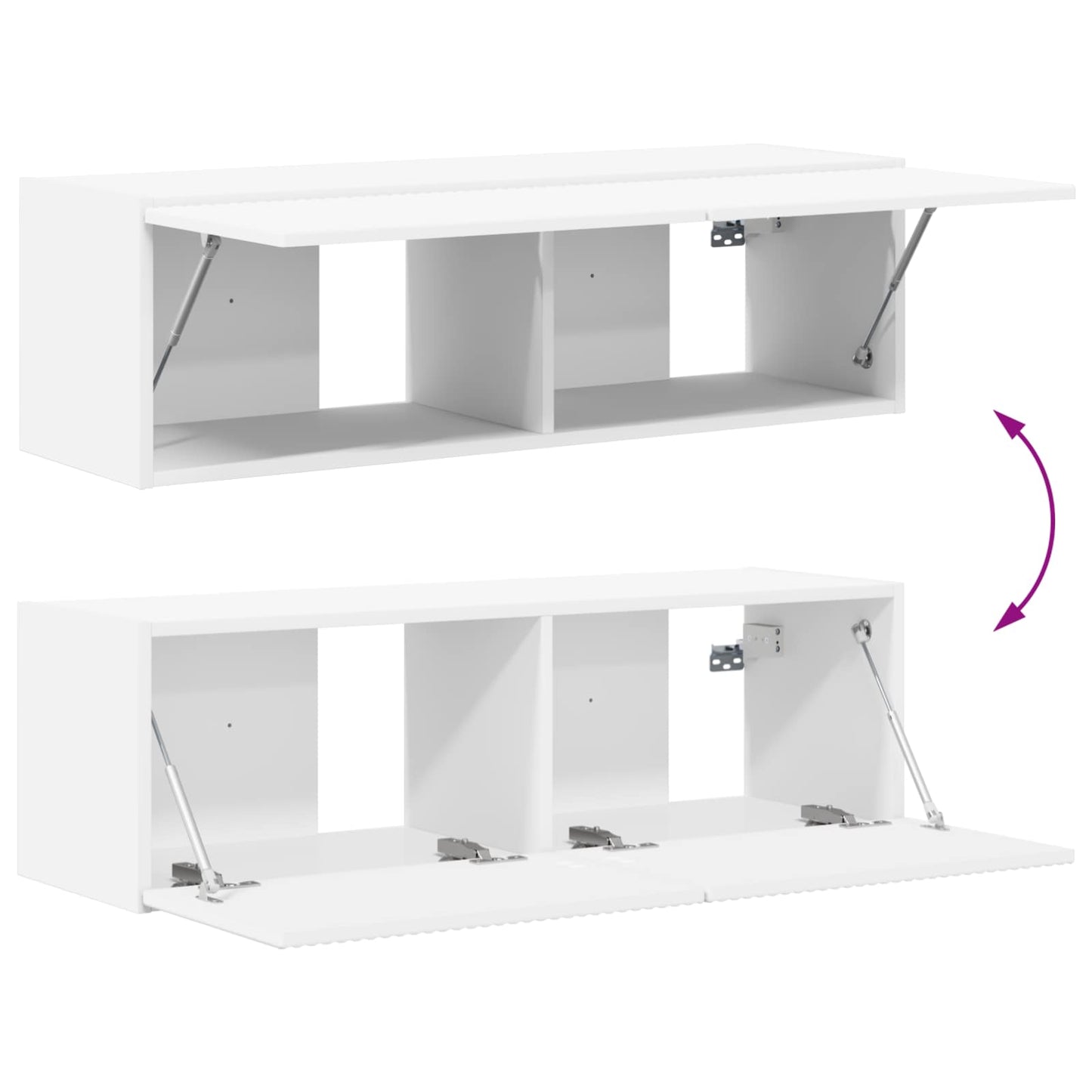 vidaXL Ensemble d'étagères murales pour TV, 4 pcs, Blanc, Bois d'ingénierie