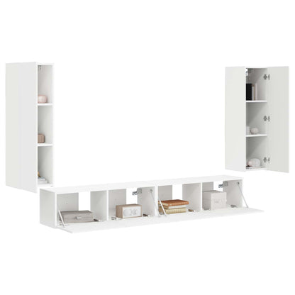 vidaXL Ensemble d'étagères murales pour TV, 4 pcs, Blanc, Bois d'ingénierie