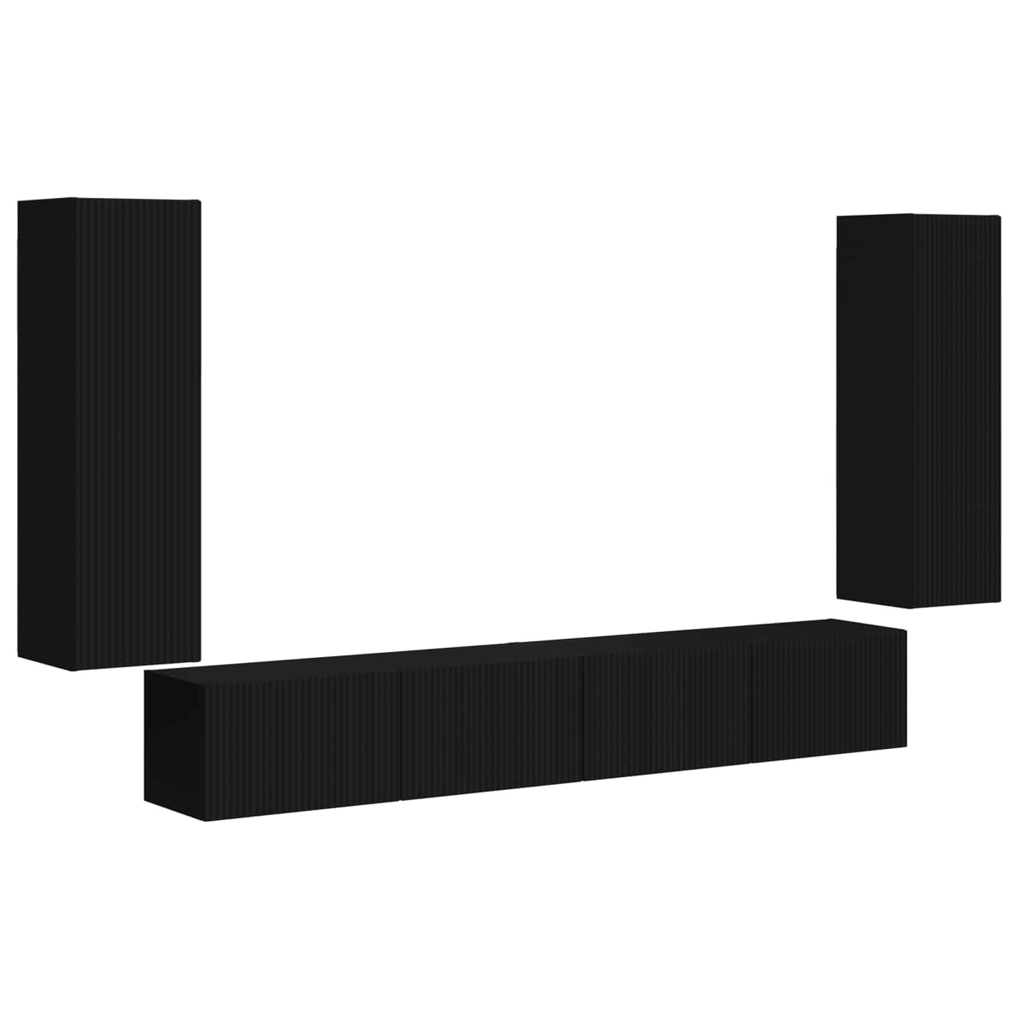 vidaXL Ensemble d'étagères murales TV murales 4 pcs Noir Bois d'ingénierie