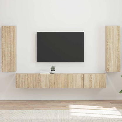 vidaXL Lot d'étagères murales pour TV 4 pcs Chêne Sonoma Bois d'ingénierie