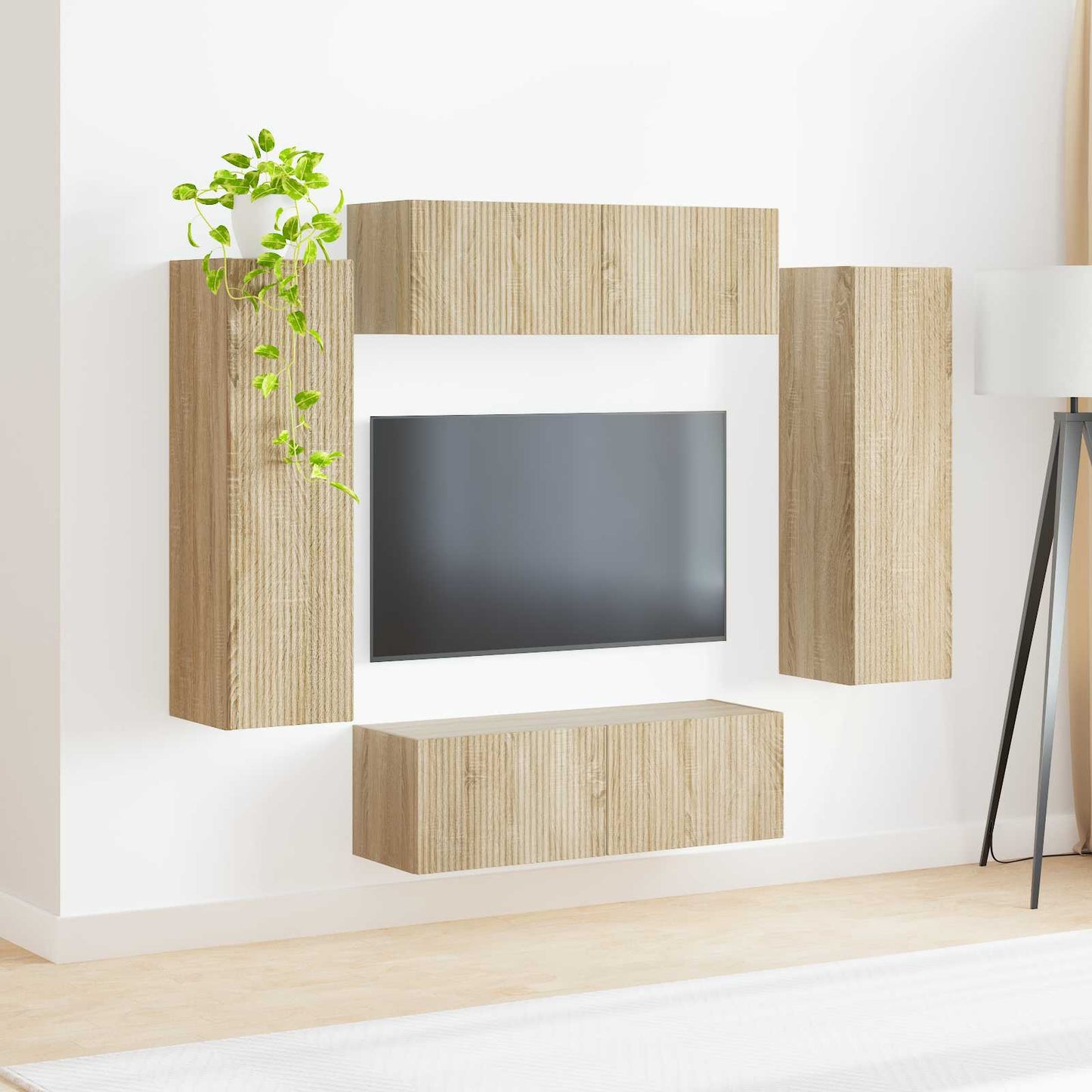 vidaXL Lot d'étagères murales pour TV 4 pcs Chêne Sonoma Bois d'ingénierie