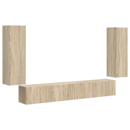 vidaXL Lot d'étagères murales pour TV 4 pcs Chêne Sonoma Bois d'ingénierie