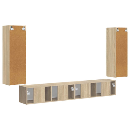vidaXL Lot d'étagères murales pour TV 4 pcs Chêne Sonoma Bois d'ingénierie