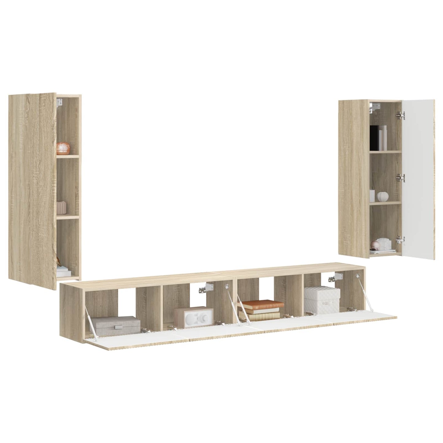 vidaXL Lot d'étagères murales pour TV 4 pcs Chêne Sonoma Bois d'ingénierie
