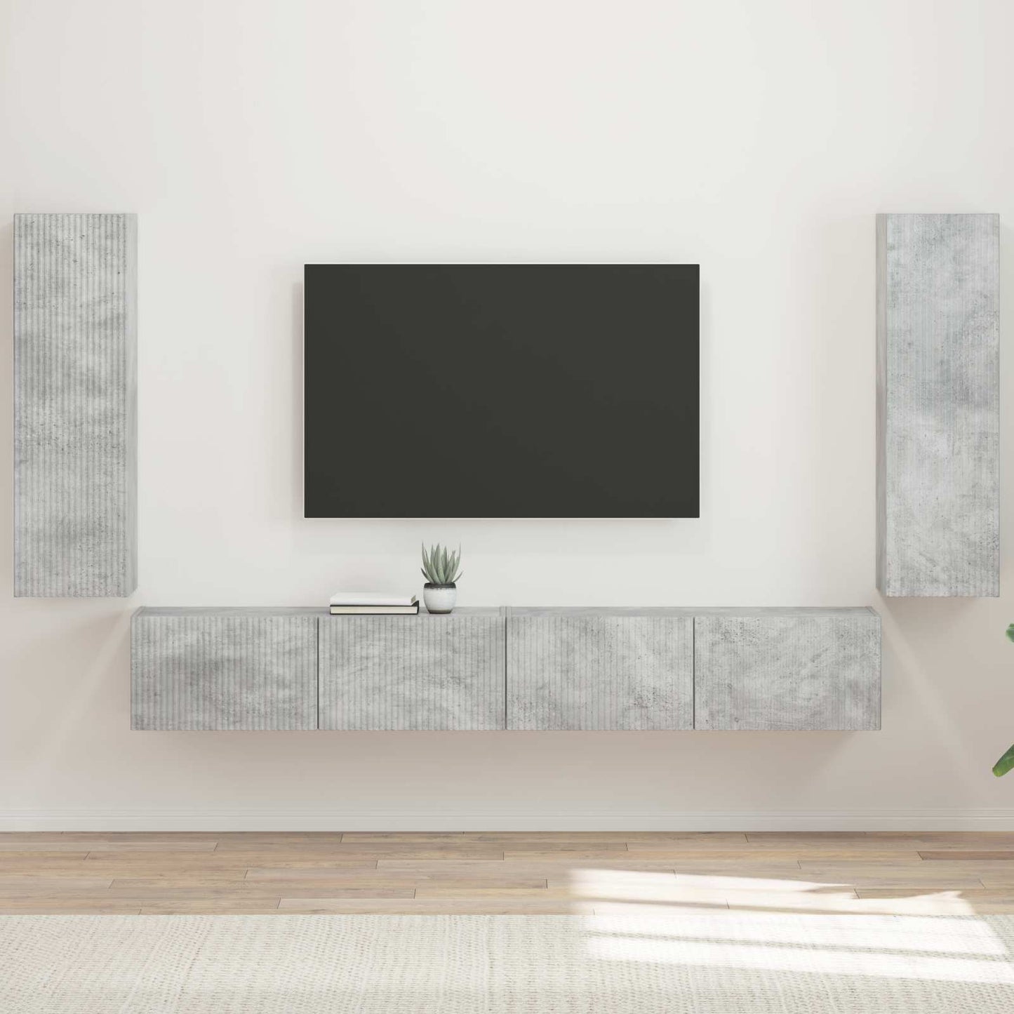 vidaXL Ensemble d'étagères murales pour TV, 4 pcs, gris béton, bois d'ingénierie