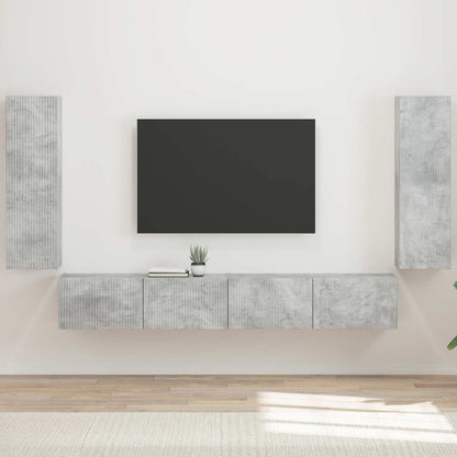 vidaXL Ensemble d'étagères murales pour TV, 4 pcs, gris béton, bois d'ingénierie
