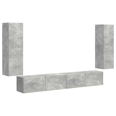 vidaXL Ensemble d'étagères murales pour TV, 4 pcs, gris béton, bois d'ingénierie