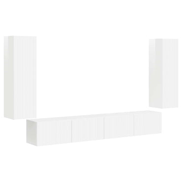 vidaXL Ensemble d'étagères murales TV 4 pcs Blanc brillant Aggloméré