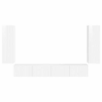 TV-Wandregal-Set 4 pcs Hochglanz Weiß Holzwerkstoff