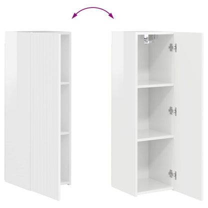 TV-Wandregal-Set 4 pcs Hochglanz Weiß Holzwerkstoff